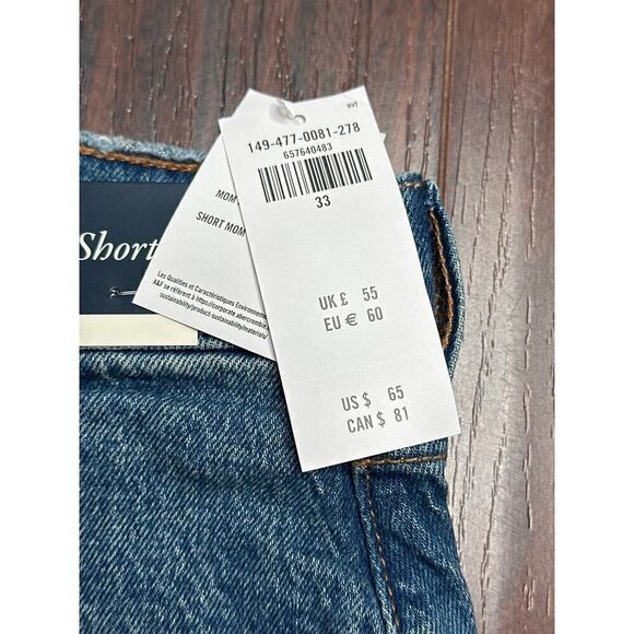 Abercrombie & Fitch Five Pocket Cut Off Mom High Rise Short Size 16 - Picture 6 of 8